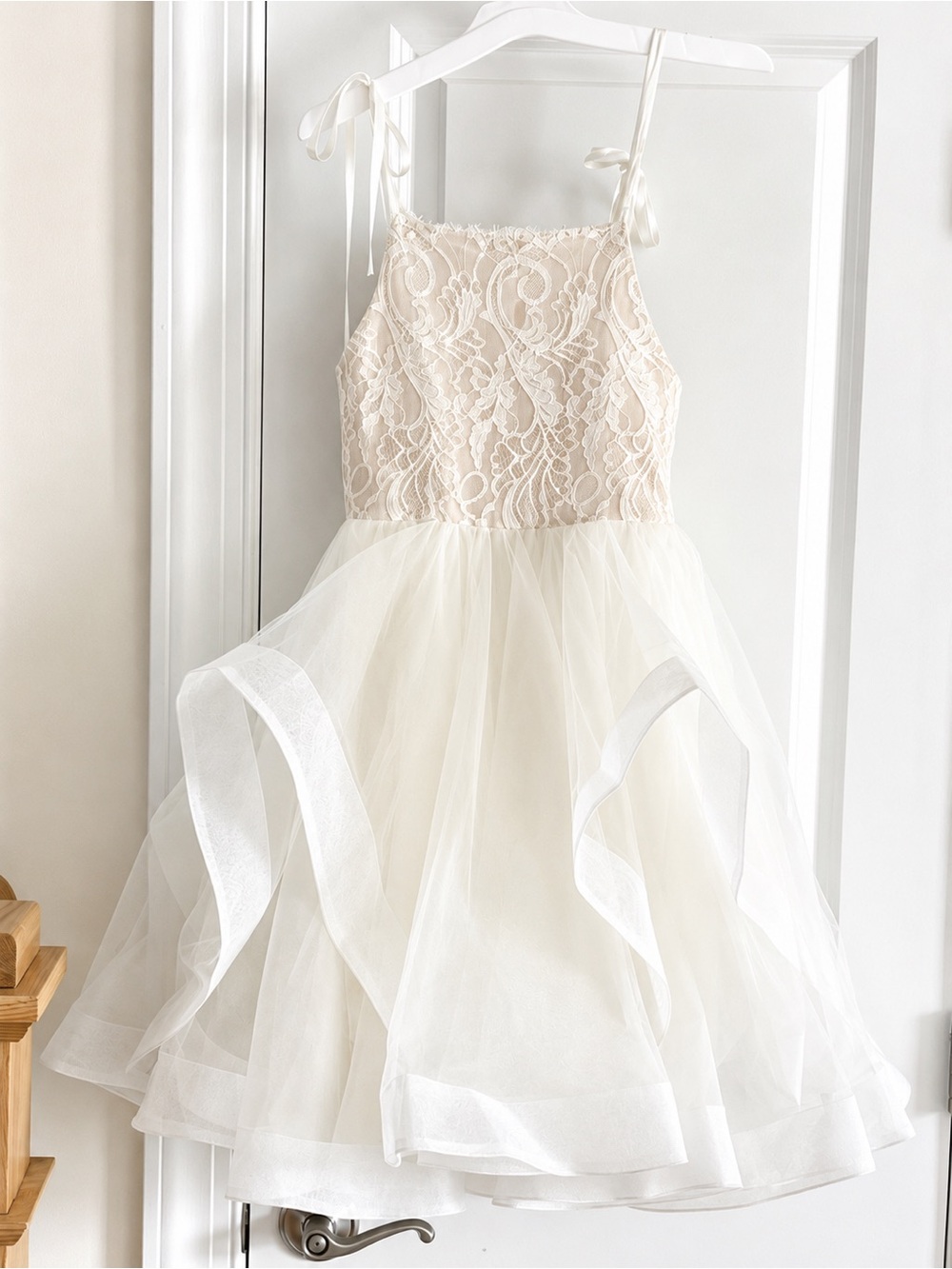 Hayley Paige Layton Ivory Flower Girl Dress Lace Tulle Wedding Size 7